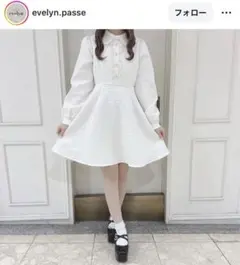 evelyn エブリン ワンピー ツイード襟ビジューOP ツイードワンピース