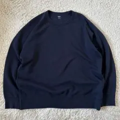 y2k archive uniqlo スウェット　ラグラン　Vガゼット 紺　無地
