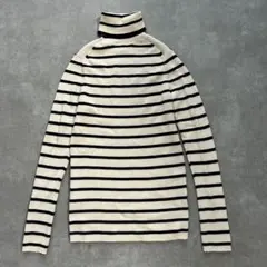UNIQLO エクストラファインメリノリブタートルネックセーター　ボーダー