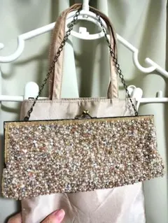 TOPKAPI Di bello ビーズ装飾パーティーバッグ ピンクべージュ