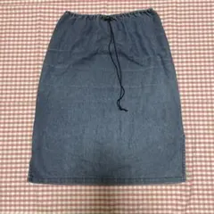 デニムブルー タイトスカート ドローストリング