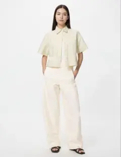 【新品未使用】ジャージーバレルレッグパンツ/丈長め xs 白 オフホワイト