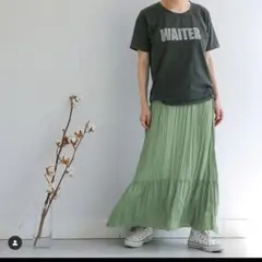 スカート ワッシャー ロング JS×momo.yokko　くすみグリーンのサムネイル