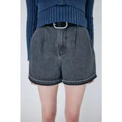 【moussy】HIGH WAIST BELTED ショートパンツ L/BLK1