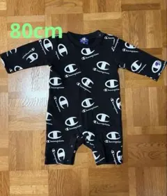 Champion ロンパース 80cm ブラック 総柄