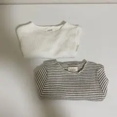 MONBEBE ロンパースセット ホワイト・ストライプ