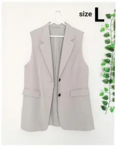 GU ライトベージュ ノースリーブ テーラードジャケット ベスト L