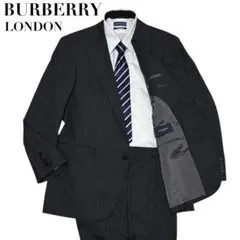 【美品】バーバリーロンドン 高級スーツ上下 セットアップ ストライプ グレー