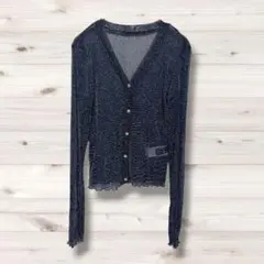 シーイン　デイジー　長袖　ネイビー ラメ入りカーディガン　1416cのサムネイル