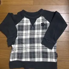 ブラックホワイトチェック トレーナー 100