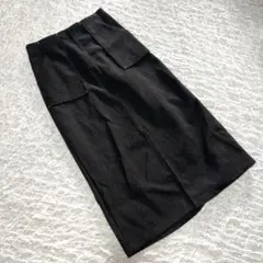 【イッツデモ】(F) ロングタイトスカート 前スリット ウール風 ダークグレーのサムネイル