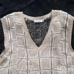 MOUSSY ベージュ Vネック ニットベスト