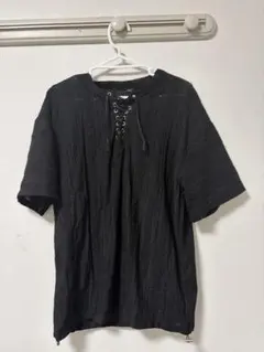 JOHNNY WOLF レースアップ 半袖シャツ ブラック L