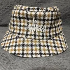 STUSSYステューシー BIGショーンフォントロゴ刺繍千鳥格子ハット