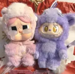 ぽ*ん様 正規品ラブブ＆クライベイビーぬいぐるみペンダント2個セット