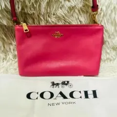 美品✨コーチ coach ショルダーバッグ レザー ピンク シボ革 ゴールド金具のサムネイル