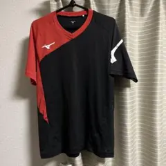 Mizuno Vネック Tシャツ 黒 赤
