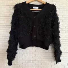 Remal ラメニットカーディガン　ブラック