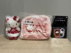 ハローキティ　一番くじ　マスコット　ポーチ　シール3点セット