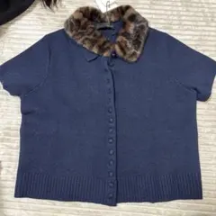 値下げ！！！ZARA 今季新作　ファー付き襟 アニマル柄襟付きニットジャケット