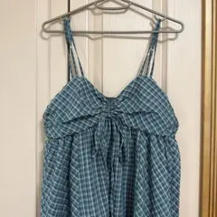 KBF ドロストチェックキャミワンピース