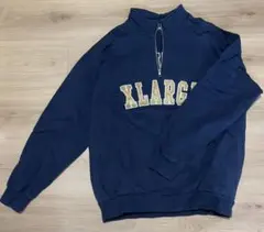 XLARGE ネイビー ハーフジップ トレーナー