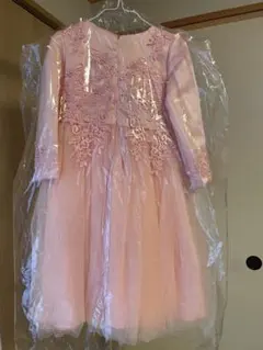 ピンク 刺繍入り 長袖ドレス110センチ