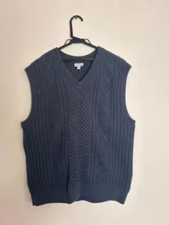 GAP ケーブルニット Vネックベスト M ネイビー