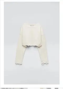 定価5000円程　新品ZARAアイボリー ダメージクロップドニット 長袖　S