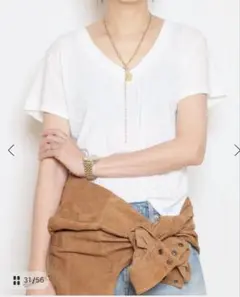 美品★PERFECT WHITE TEEパーフェクトVネック Tシャツ　36のサムネイル