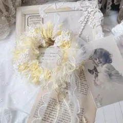 ミニリース.。o○レモンイエローの春色リース　レースのリース