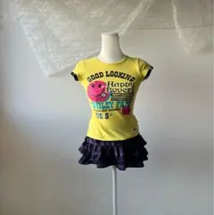 ロゴTシャツ 平成女児 y2k ピチt 星 黄色 ラメギャル 海外girl