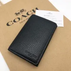 【COACH☆訳あり新品】☆ビジネス カード ケース☆名刺入れ☆ブラック☆レザーのサムネイル
