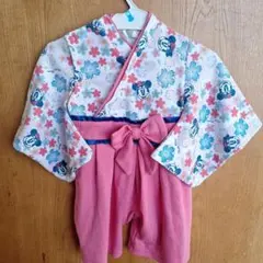 袴ロンパースミニー 花柄 着物 90cm