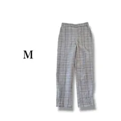 チェック柄テーパードパンツ 【M】 ポンチ 裾ファスナー ストレッチのサムネイル