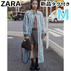 ZARA ギンガムチェックトレンチコート M - メルカリ
