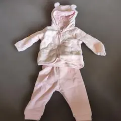 ベビー女児H&M ピンク フード付きアウター、セットアップ 62