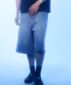 a2oラインストーン デニム ハーフパンツ