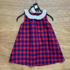 新品タグ付きフタフタefutafutaフリル襟ブロックチェック柄ワンピース110
