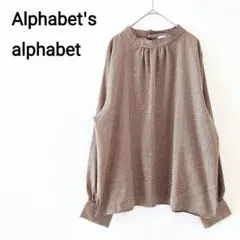 アルファベッツアルファベット【F】ブラウス　長袖　クルーネック　チェック柄