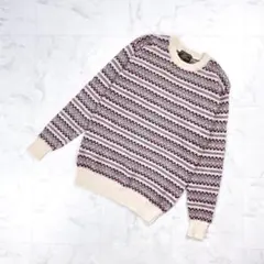 ジム ピュアウール総柄ニット メンズ ユニセックス 赤 ベージュ L*GD309