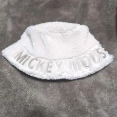 ミッキーマウス フリース バケットハット ホワイト ボア素材 クリーム色