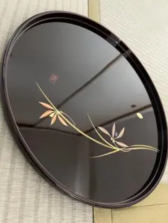 漆器 円形盆 花のデザイン 専用箱付き 輪島