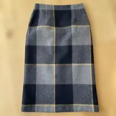 ネイビー グレー チェック タイトスカート