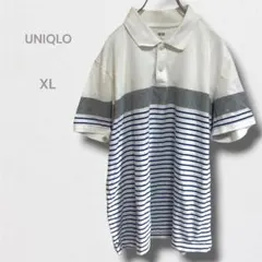 ユニクロ ドライカノコポロシャツ 半袖 カットソー ボーダー 速乾性 XL