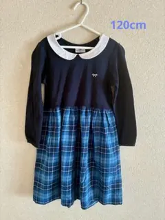 parentsdream ワンピース 黒と青のチェック　120㌢