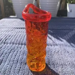 琉球ガラス　オレンジグラデーション ガラス一輪挿し　6×15