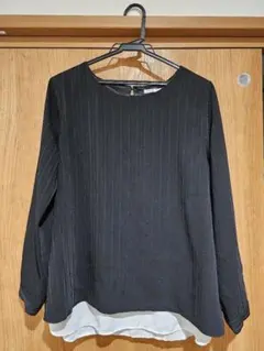 【ハニーズ】長袖　黒×ストライプ　Lサイズ　ブラウス　カットソー