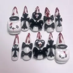ネイルチップ サイズオーダー 量産型 黒 地雷系 闇かわ ¥3150~ - メルカリ