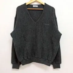 Arnold Palmer 刺繍 ウールブレンド Ｖネック ニット グレー L